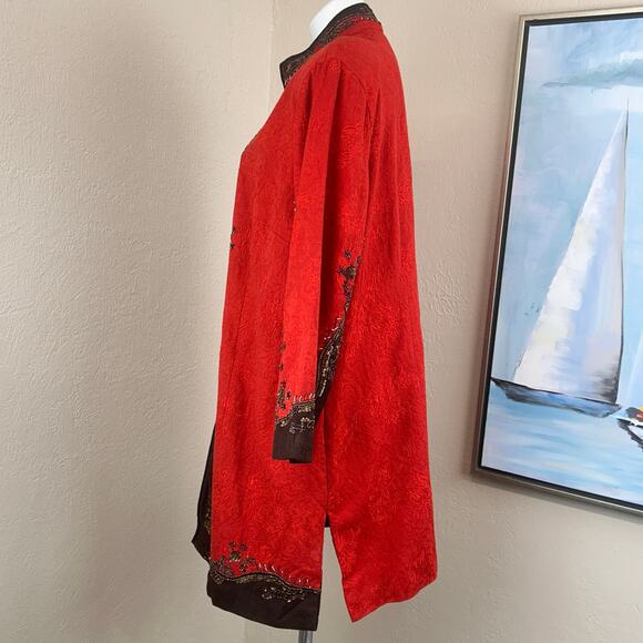 CHICO'S Beaded EMBROIDERED JACKET SZ 3
Red/Orange fully lined cotton - Picture 4 of 8